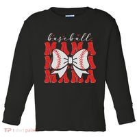 Baseball Mama Coquette Bow Sport Lover Sister Mother's Day Toddler Long Sleeve Shirt thumb 0