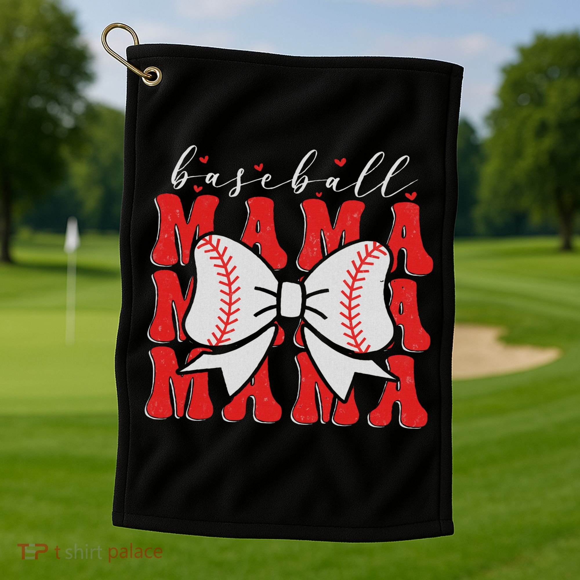 Baseball Mama Coquette Bow Sport Lover Sister Mother's Day Golf Towel