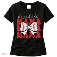 Baseball Mama Coquette Bow Sport Lover Sister Mother's Day Women's T-Shirt thumb 0