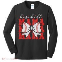 Baseball Mama Coquette Bow Sport Lover Sister Mother's Day Kids Long Sleeve Shirt thumb 0