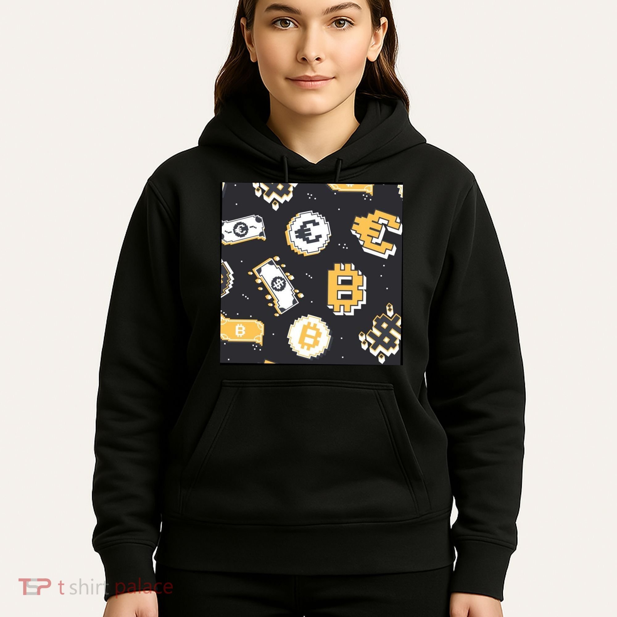 Bitcoin Money Currency Pixel Hoodie