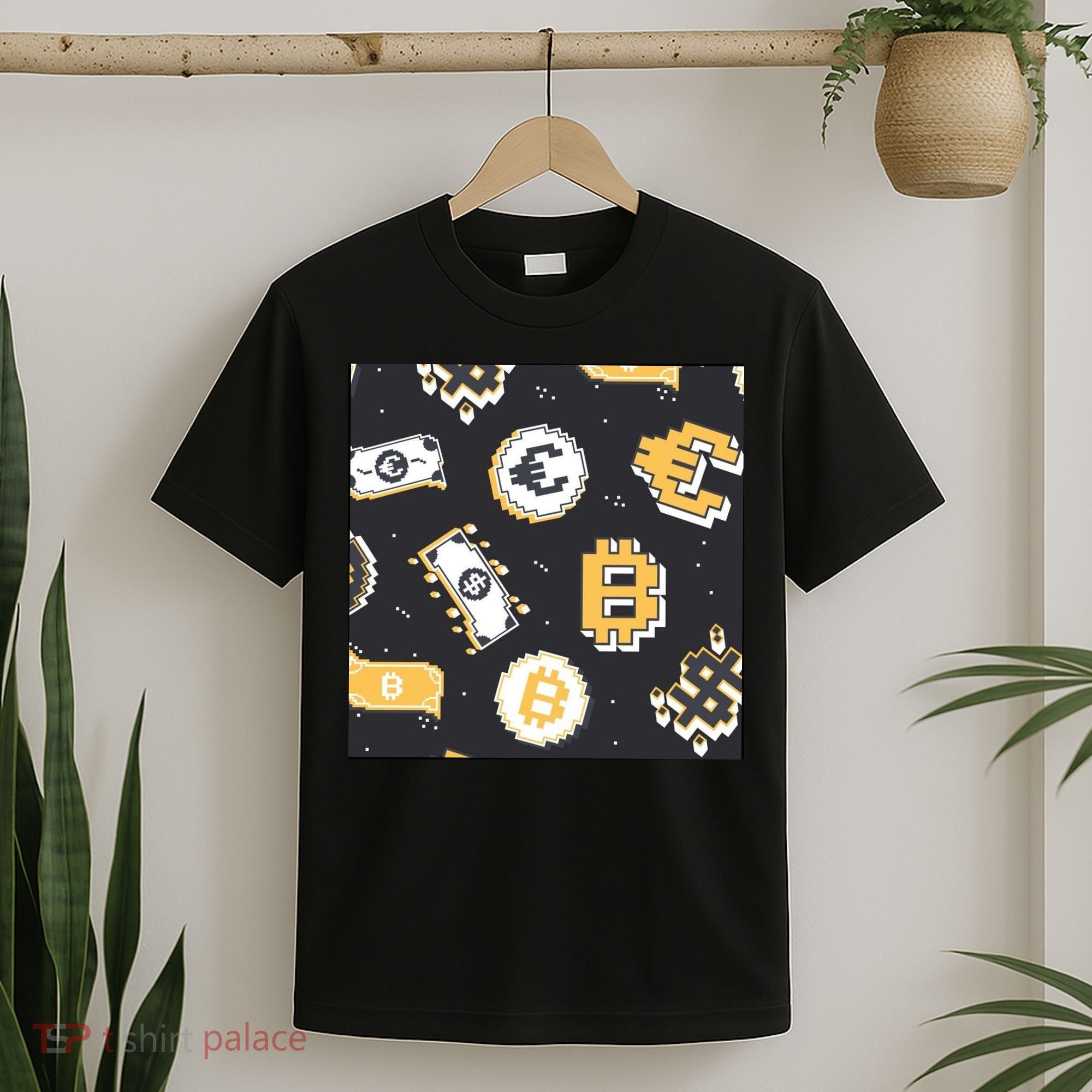 Bitcoin Money Currency Pixel T-Shirt