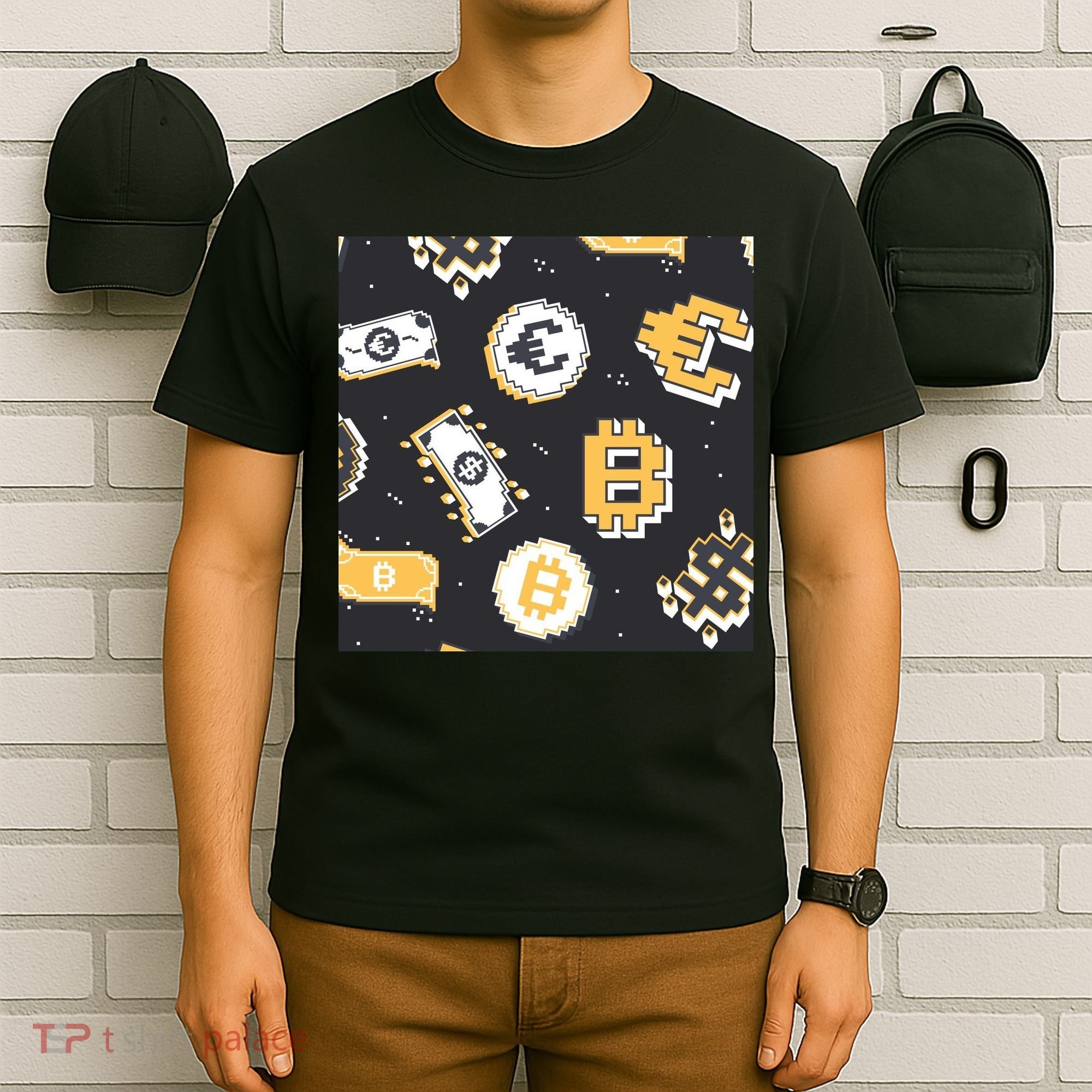 Bitcoin Money Currency Pixel T-Shirt