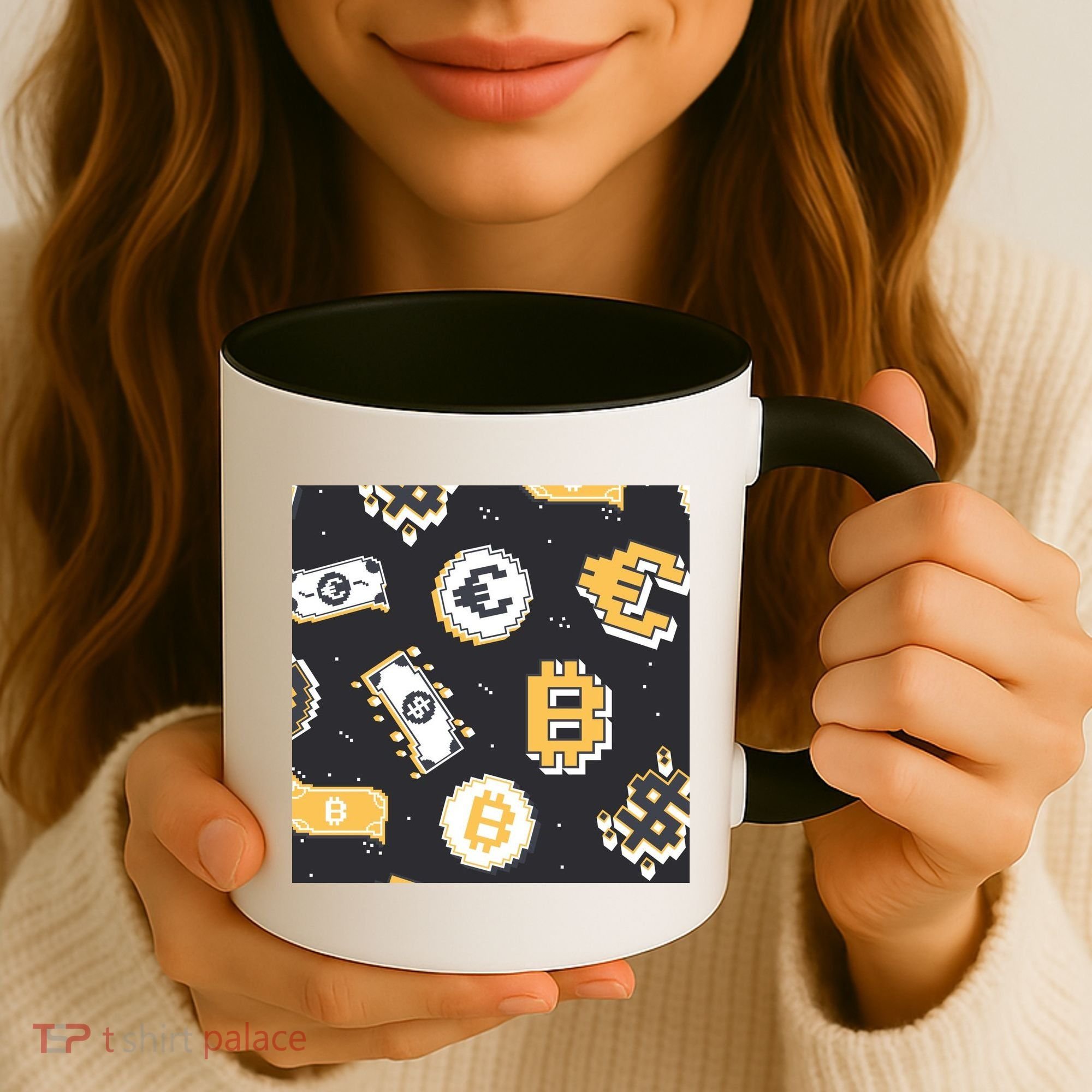 Bitcoin Money Currency Pixel Coffee Mug