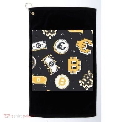Bitcoin Money Currency Pixel Golf Towel