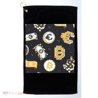Bitcoin Money Currency Pixel Golf Towel thumb 0