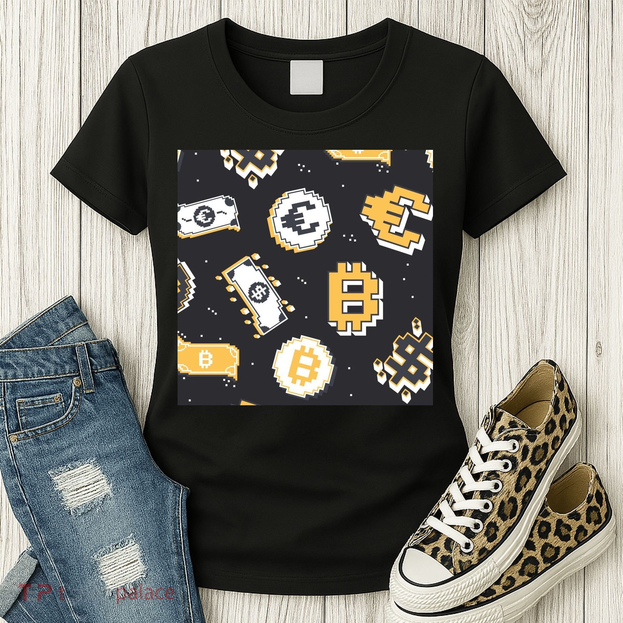 Bitcoin Money Currency Pixel Women's T-Shirt