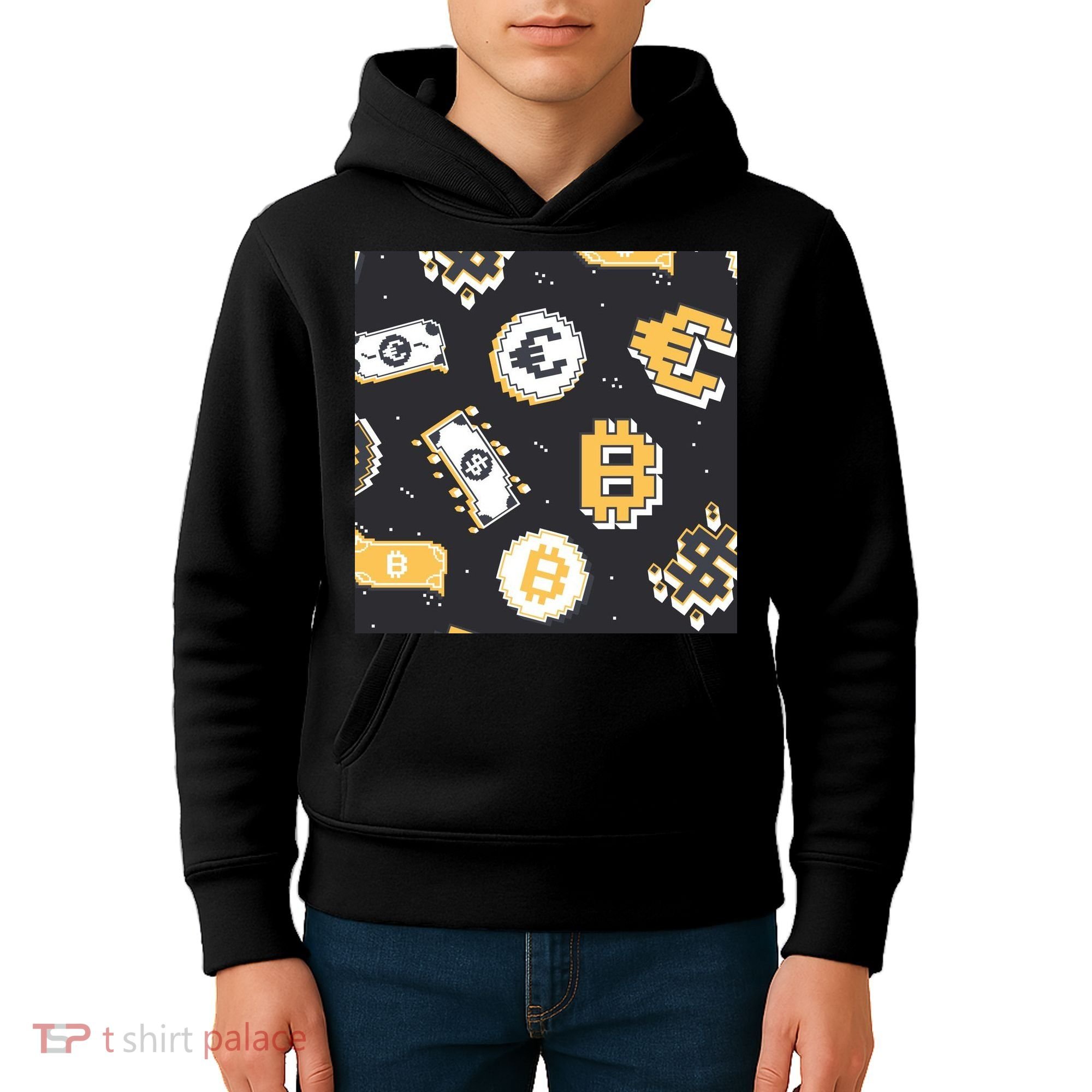 Bitcoin Money Currency Pixel Kids Hoodie