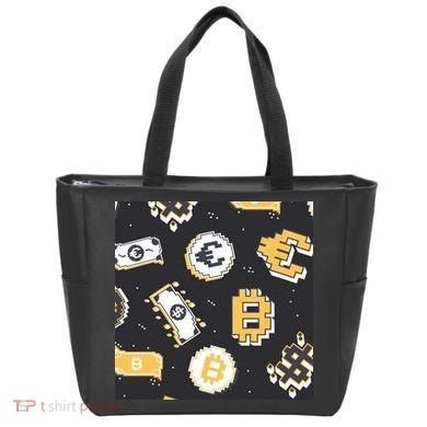 Bitcoin Money Currency Pixel Tote Bag