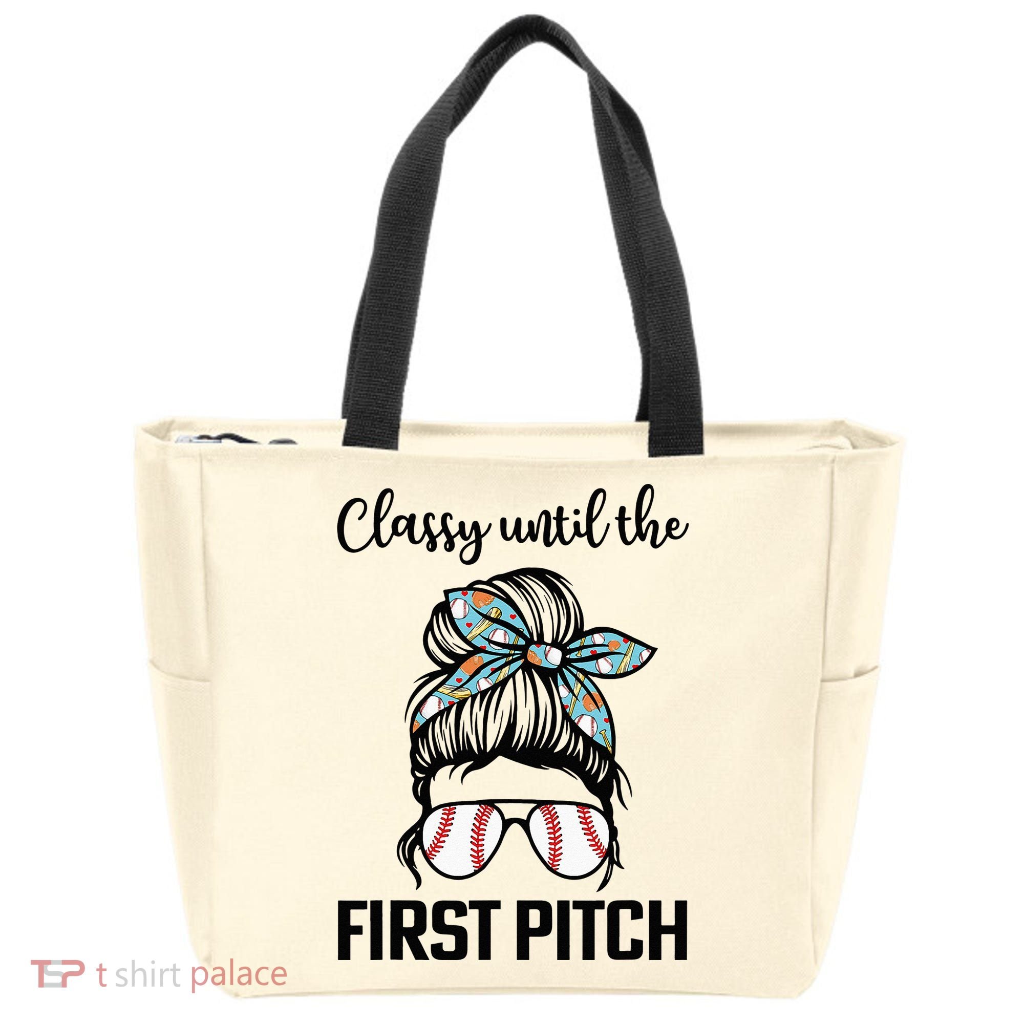 Baseball Mom Classy Until The First Pitch Messy Hair Tote Bag