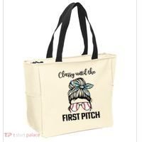 Baseball Mom Classy Until The First Pitch Messy Hair Tote Bag thumb 2