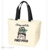 Baseball Mom Classy Until The First Pitch Messy Hair Tote Bag thumb 3