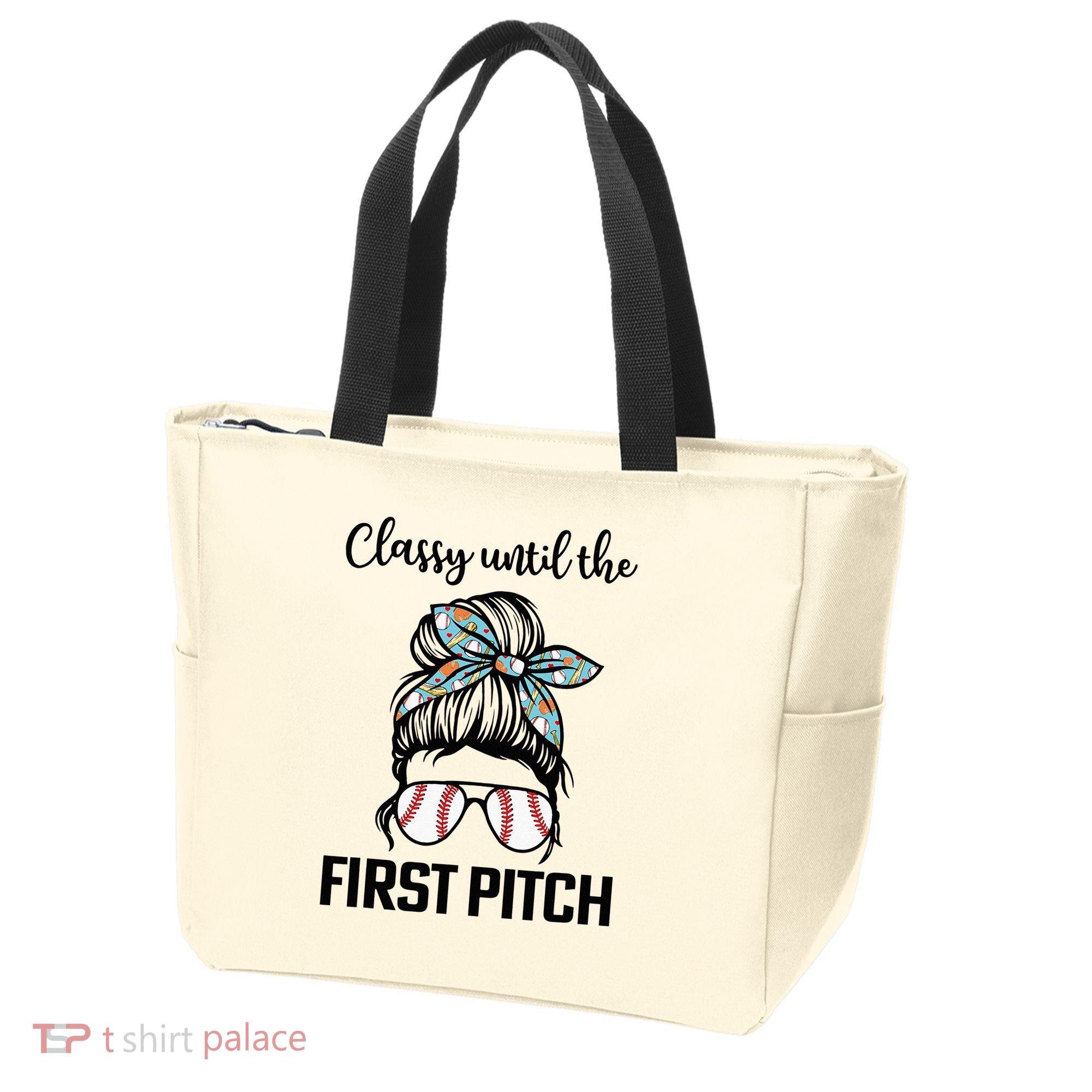 Baseball Mom Classy Until The First Pitch Messy Hair Tote Bag