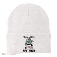 Baseball Mom Classy Until The First Pitch Messy Hair Beanie thumb 0