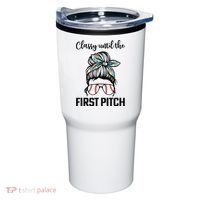 Baseball Mom Classy Until The First Pitch Messy Hair Tumbler thumb 0