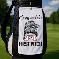 Baseball Mom Classy Until The First Pitch Messy Hair Golf Towel thumb 2