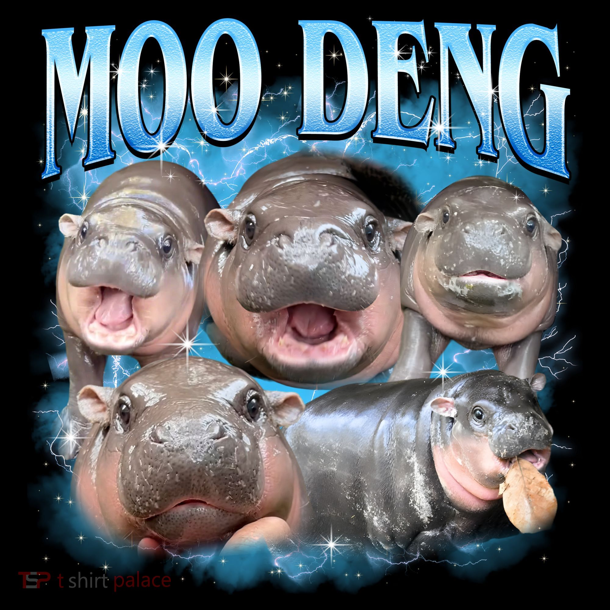 Blue Moo Deng Meme Hippo Funny Backpack