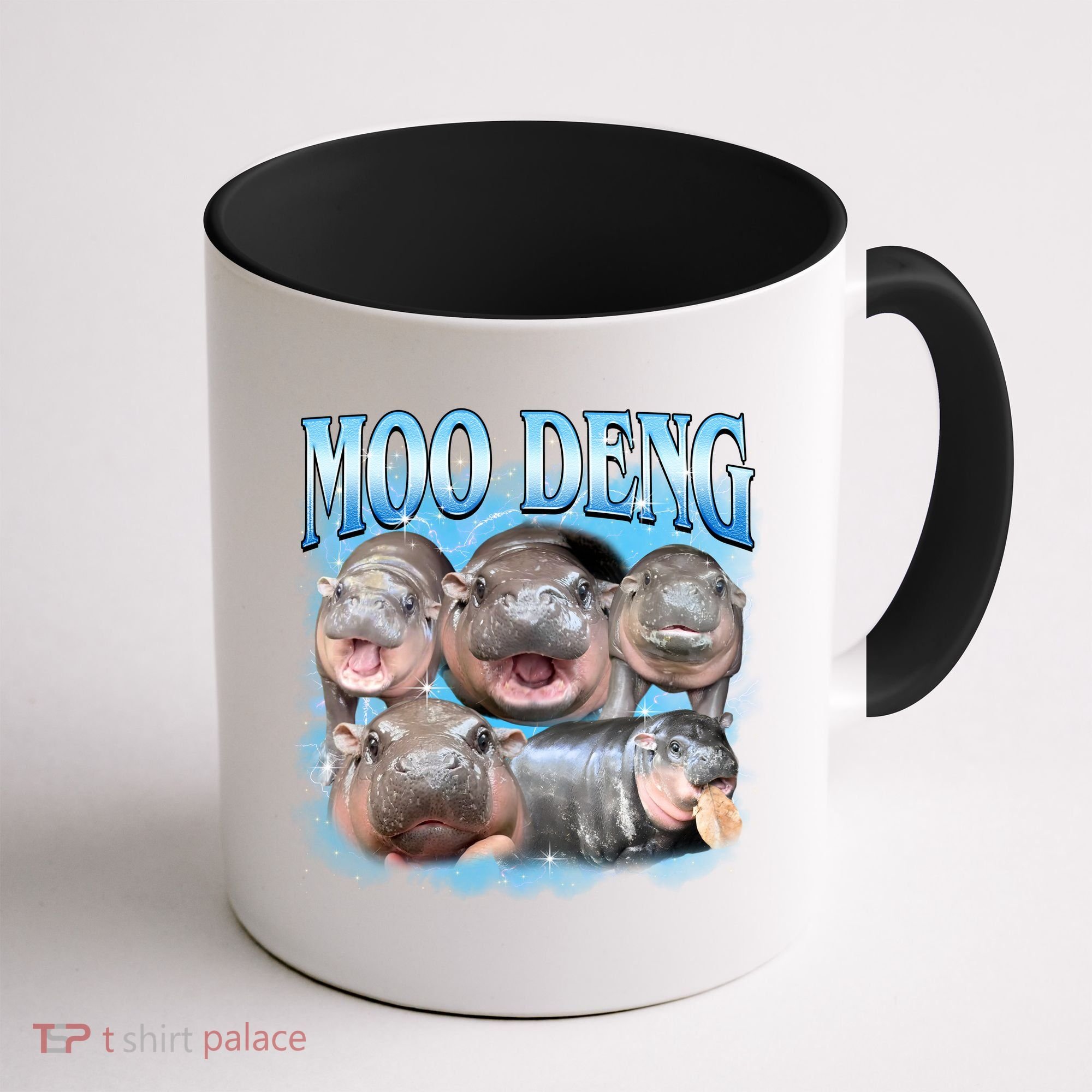 Blue Moo Deng Meme Hippo Funny Coffee Mug