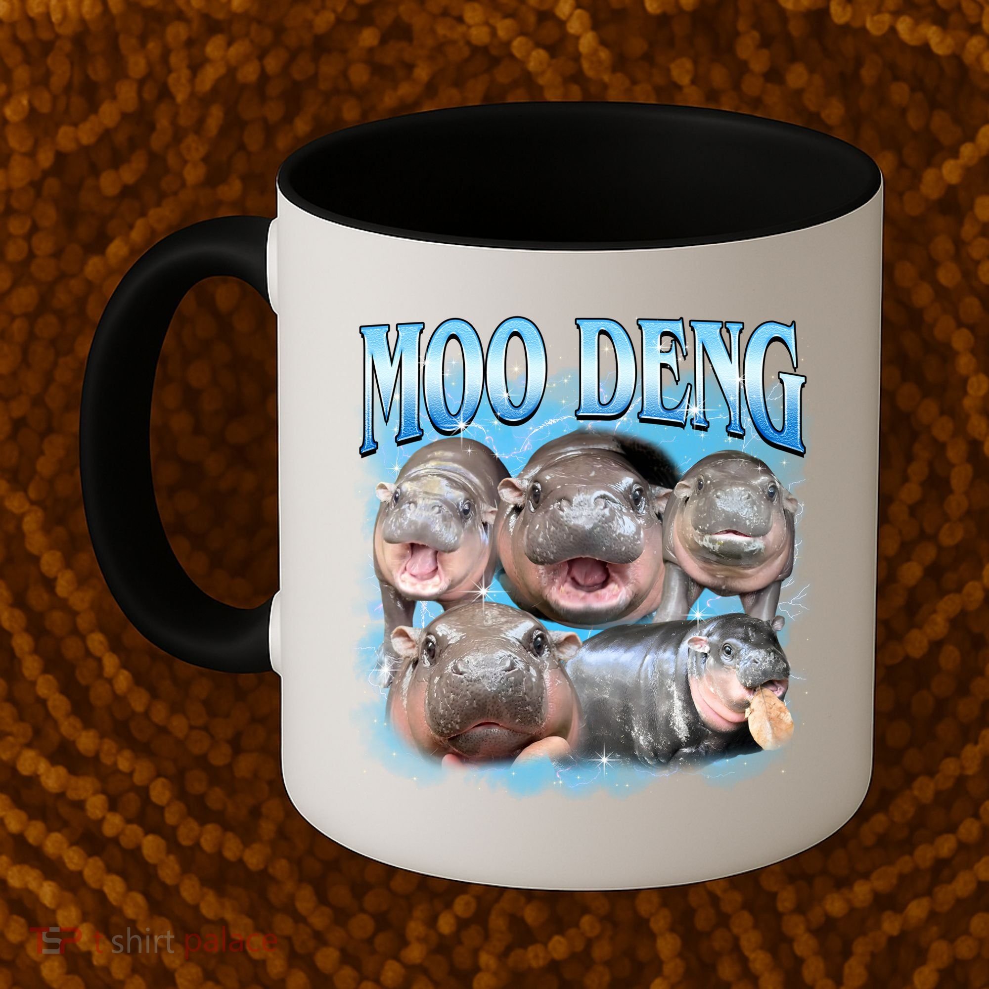 Blue Moo Deng Meme Hippo Funny Coffee Mug