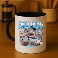 Blue Moo Deng Meme Hippo Funny Coffee Mug thumb 4