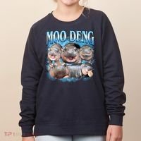 Blue Moo Deng Meme Hippo Funny Women's Sweatshirt thumb 0