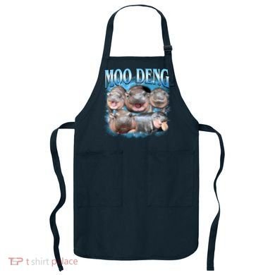 Blue Moo Deng Meme Hippo Funny Apron