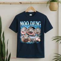 Blue Moo Deng Meme Hippo Funny T-Shirt thumb 2