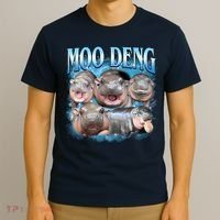 Blue Moo Deng Meme Hippo Funny T-Shirt thumb 3