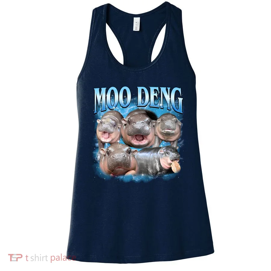 Blue Moo Deng Meme Hippo Funny Women's Tank Top