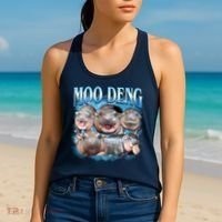 Blue Moo Deng Meme Hippo Funny Women's Tank Top thumb 2