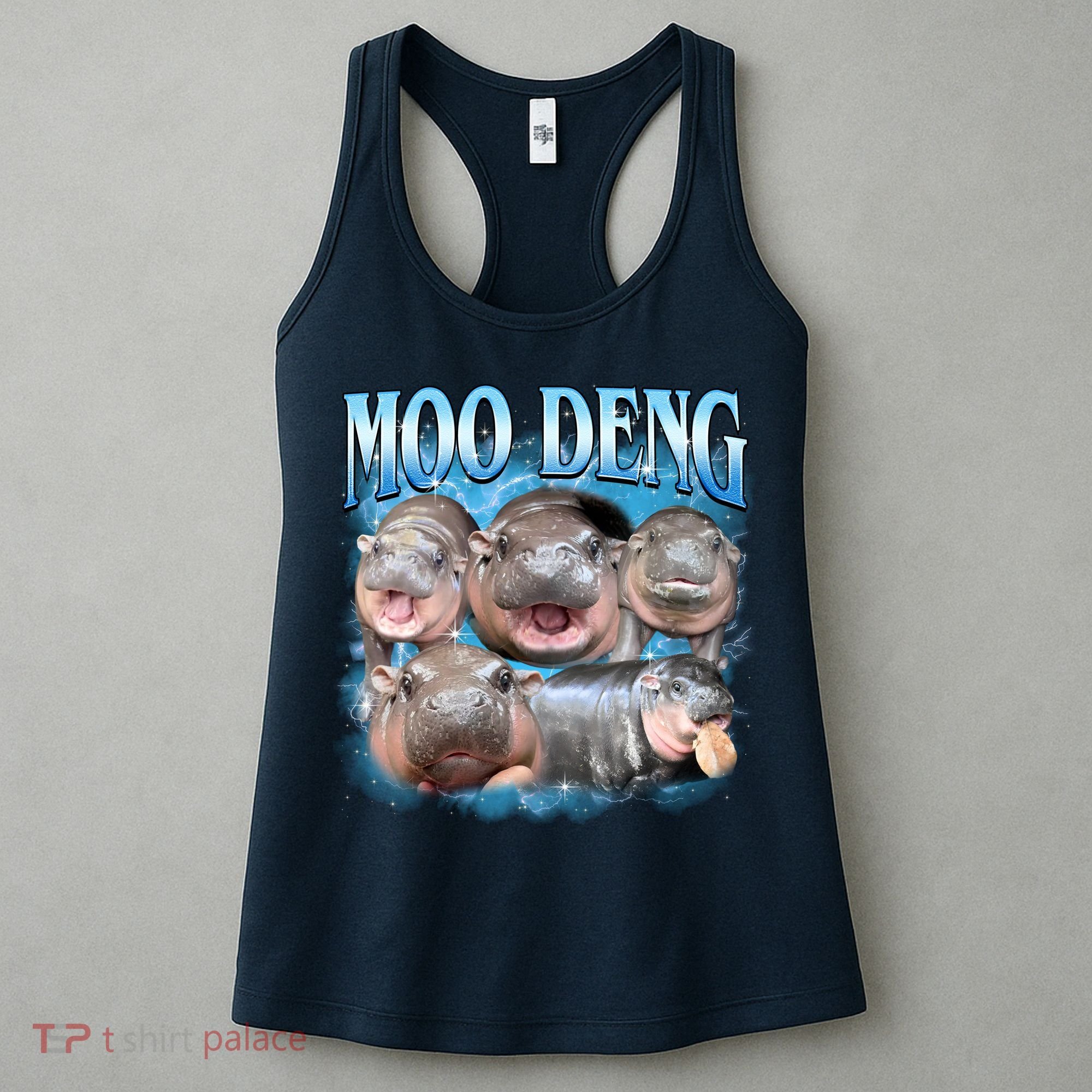 Blue Moo Deng Meme Hippo Funny Women's Tank Top