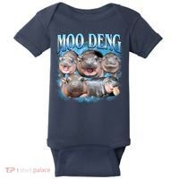 Blue Moo Deng Meme Hippo Funny Baby Bodysuit thumb 0