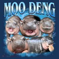 Blue Moo Deng Meme Hippo Funny Baby Bodysuit thumb 2