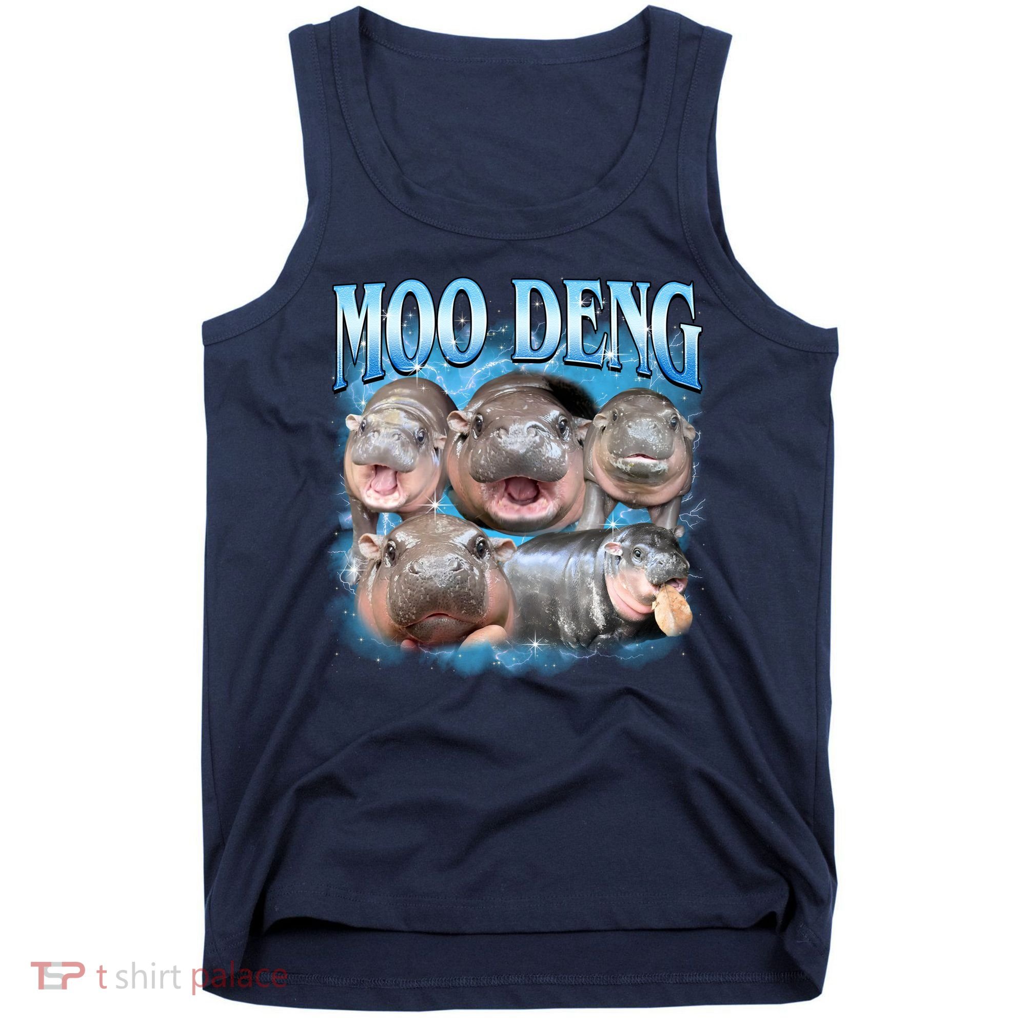 Blue Moo Deng Meme Hippo Funny Tank Top