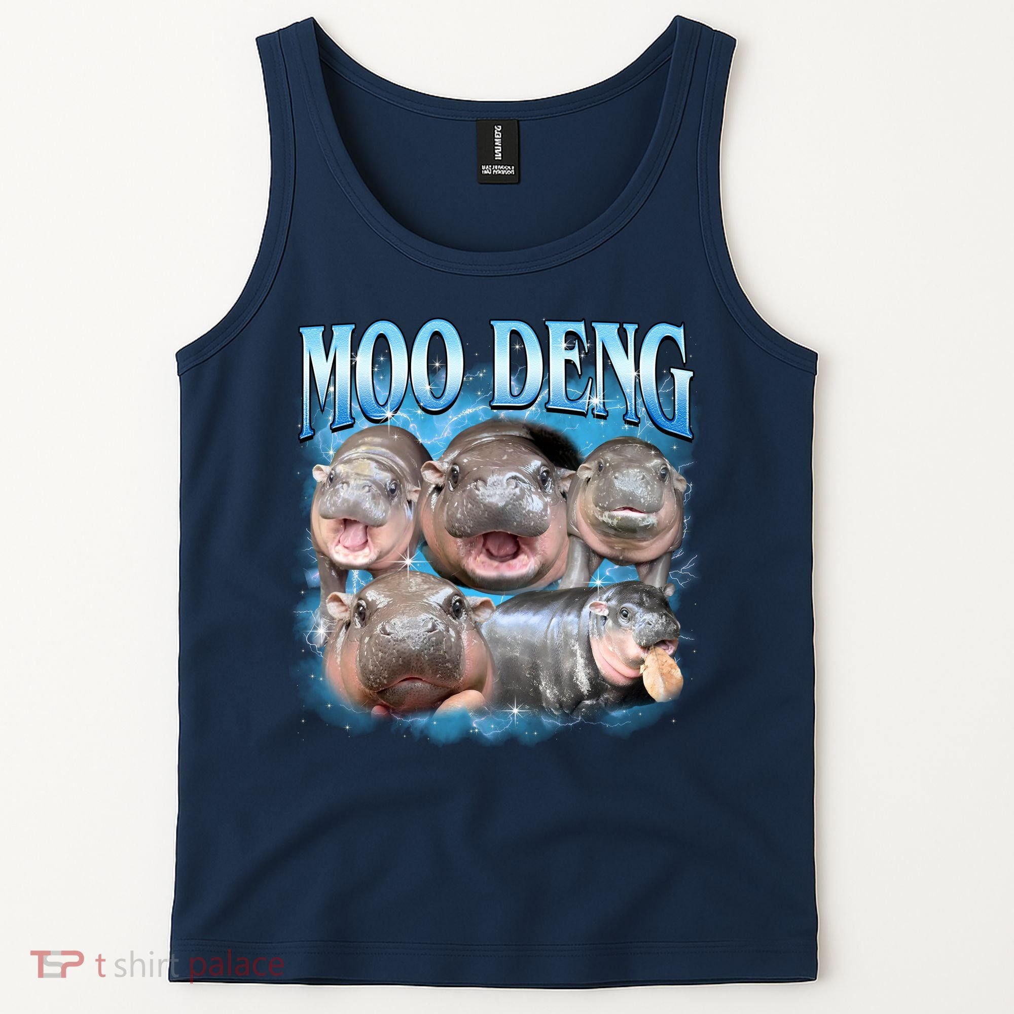 Blue Moo Deng Meme Hippo Funny Tank Top