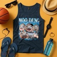 Blue Moo Deng Meme Hippo Funny Tank Top thumb 4