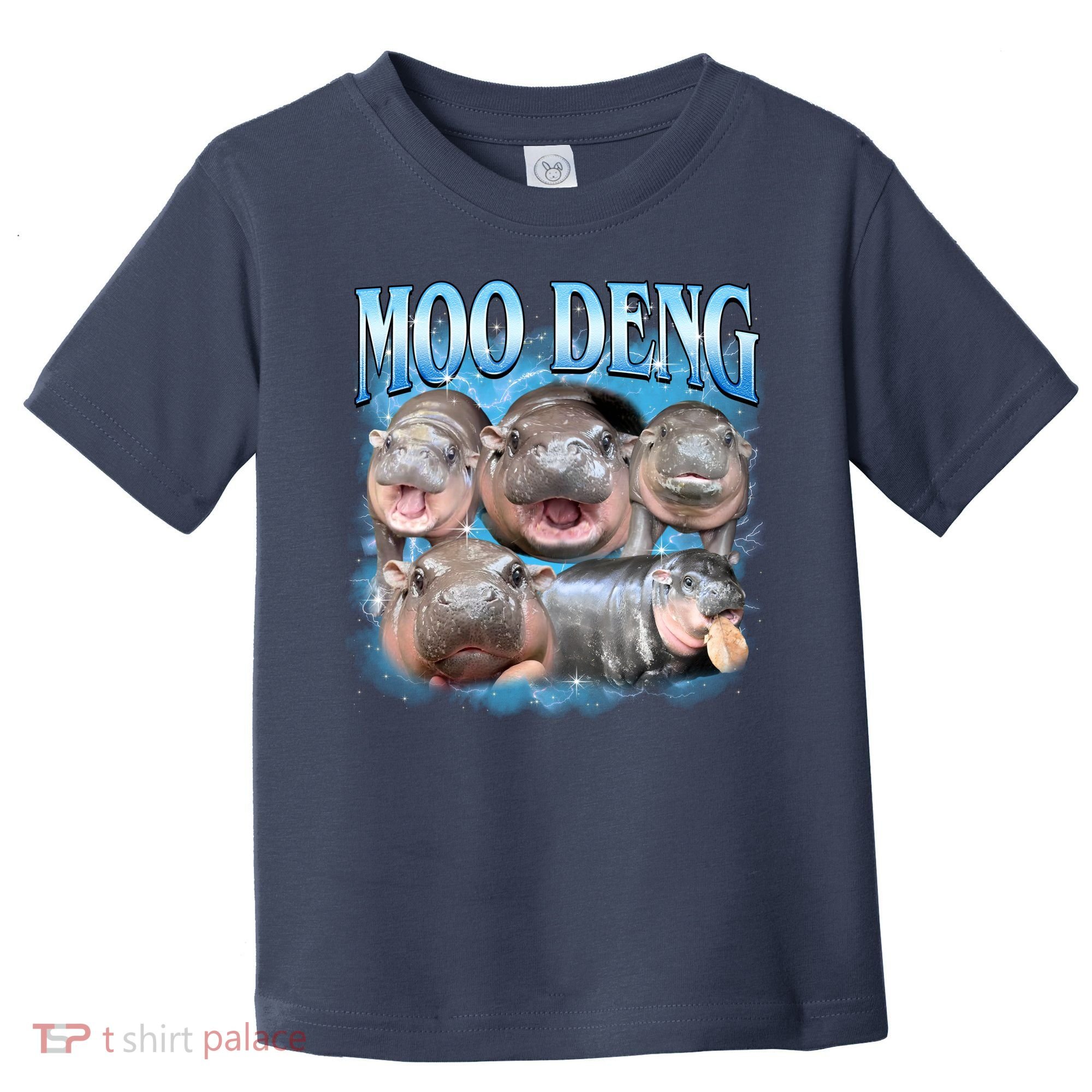 Blue Moo Deng Meme Hippo Funny Toddler T-Shirt