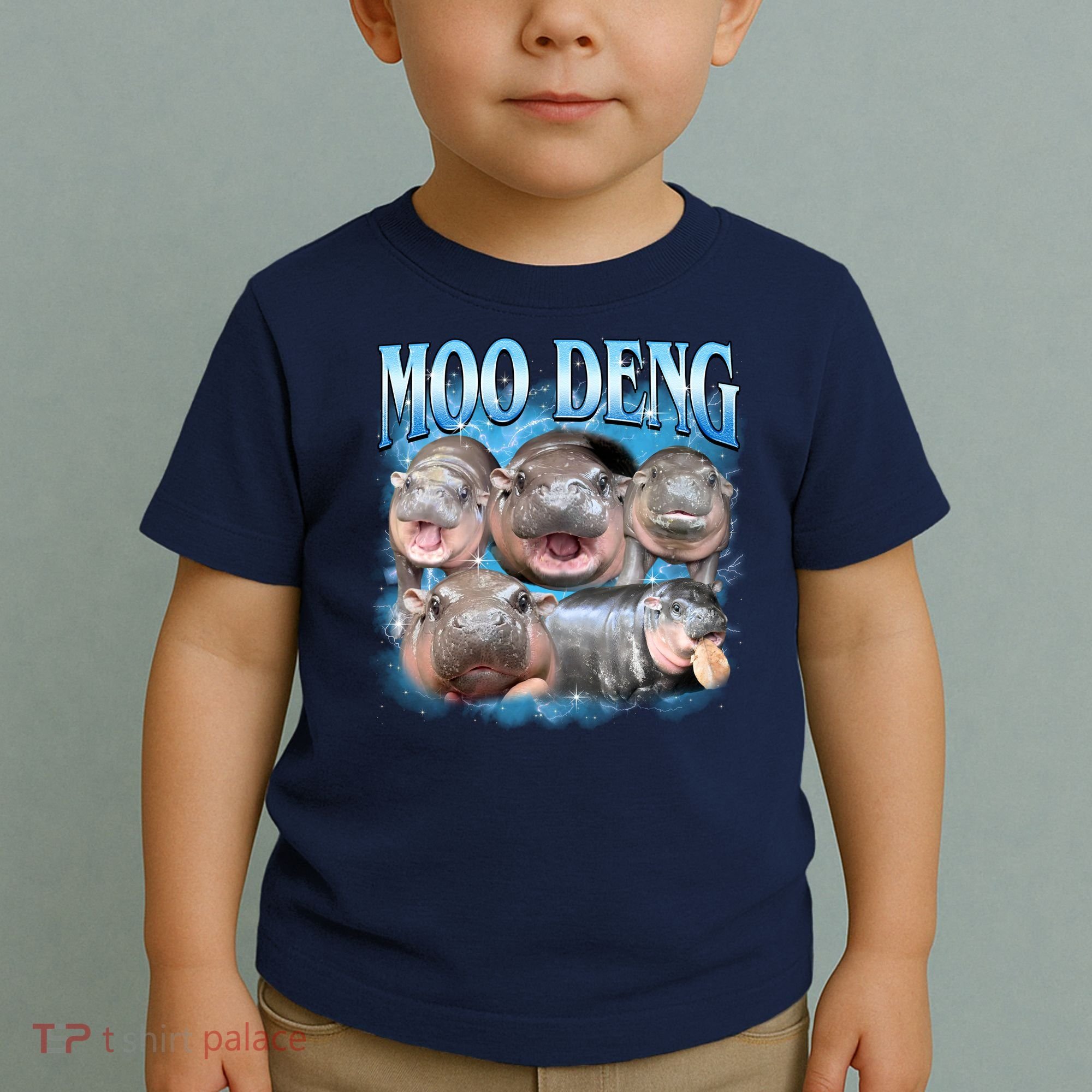 Blue Moo Deng Meme Hippo Funny Toddler T-Shirt