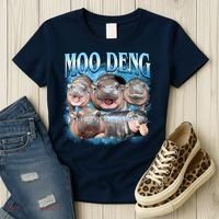 Blue Moo Deng Meme Hippo Funny Women's T-Shirt thumb 3