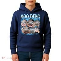 Blue Moo Deng Meme Hippo Funny Kids Hoodie thumb 4