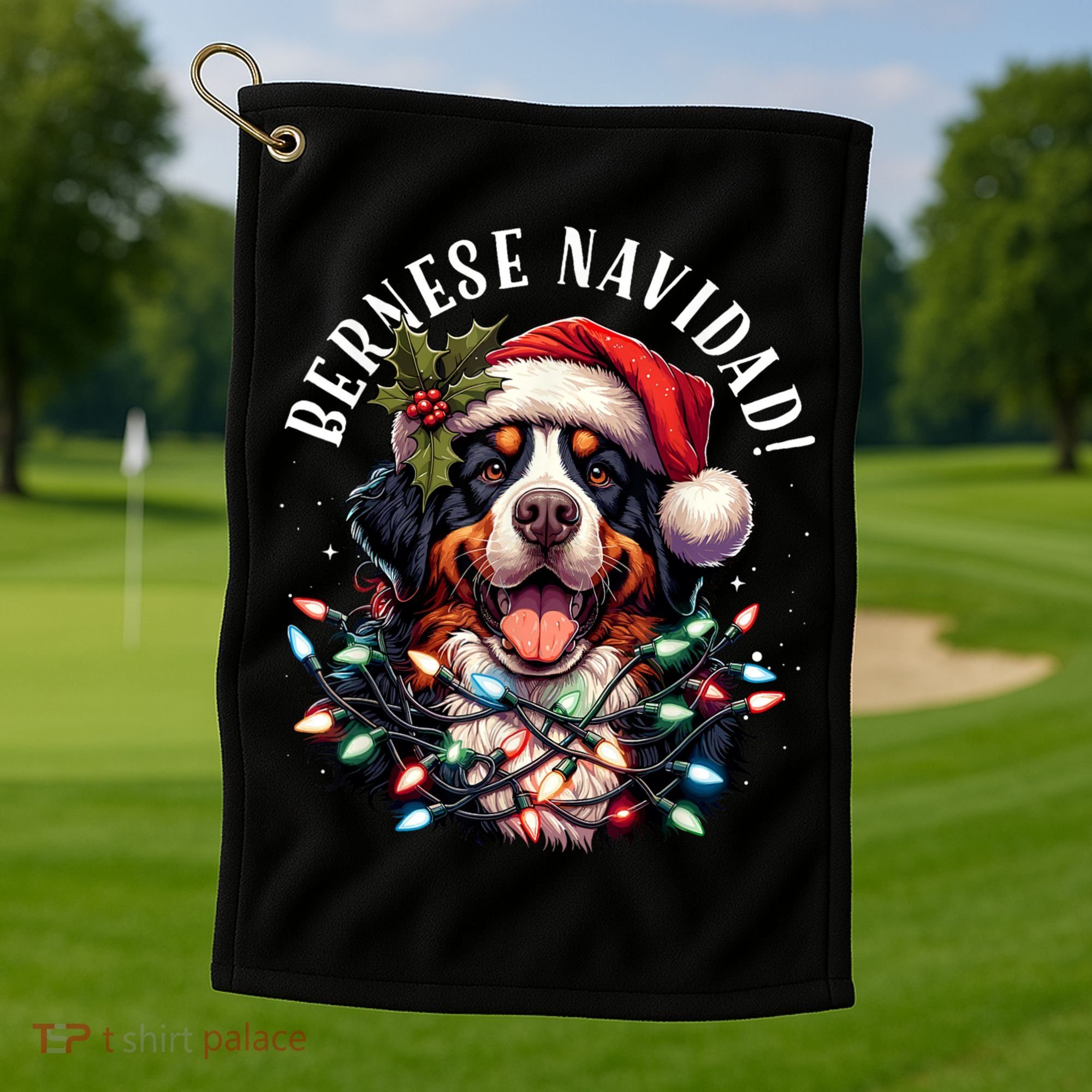 Bernese Mountain Dog Christmas Funny Bernese Navidad Berner Golf Towel