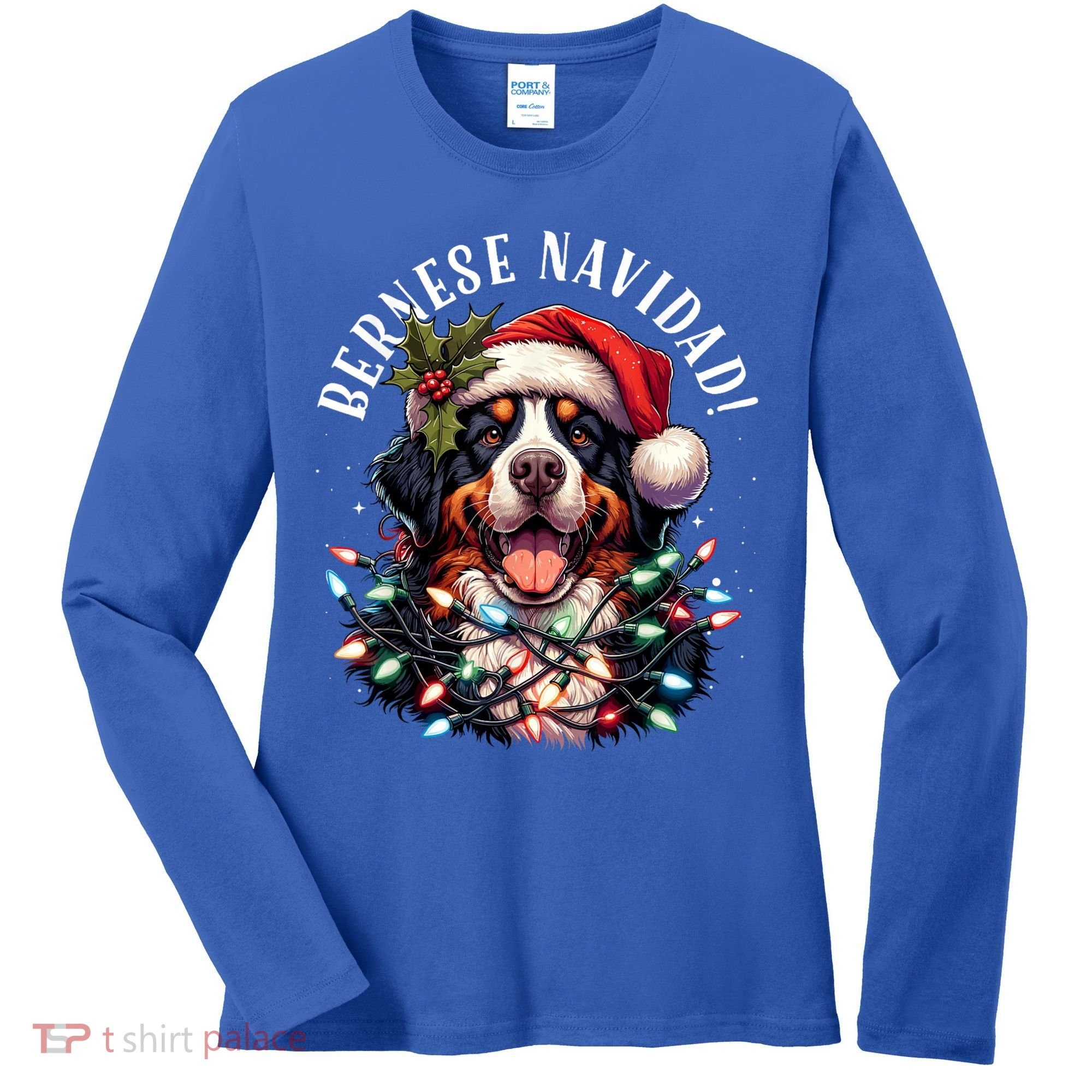 Bernese Mountain Dog Christmas Funny Bernese Navidad Berner Women's Long Sleeve Shirt