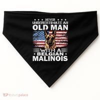 Belgian Malinois Dog Breed Never Underestimate An Old Man USA-Made Doggie Bandana thumb 0