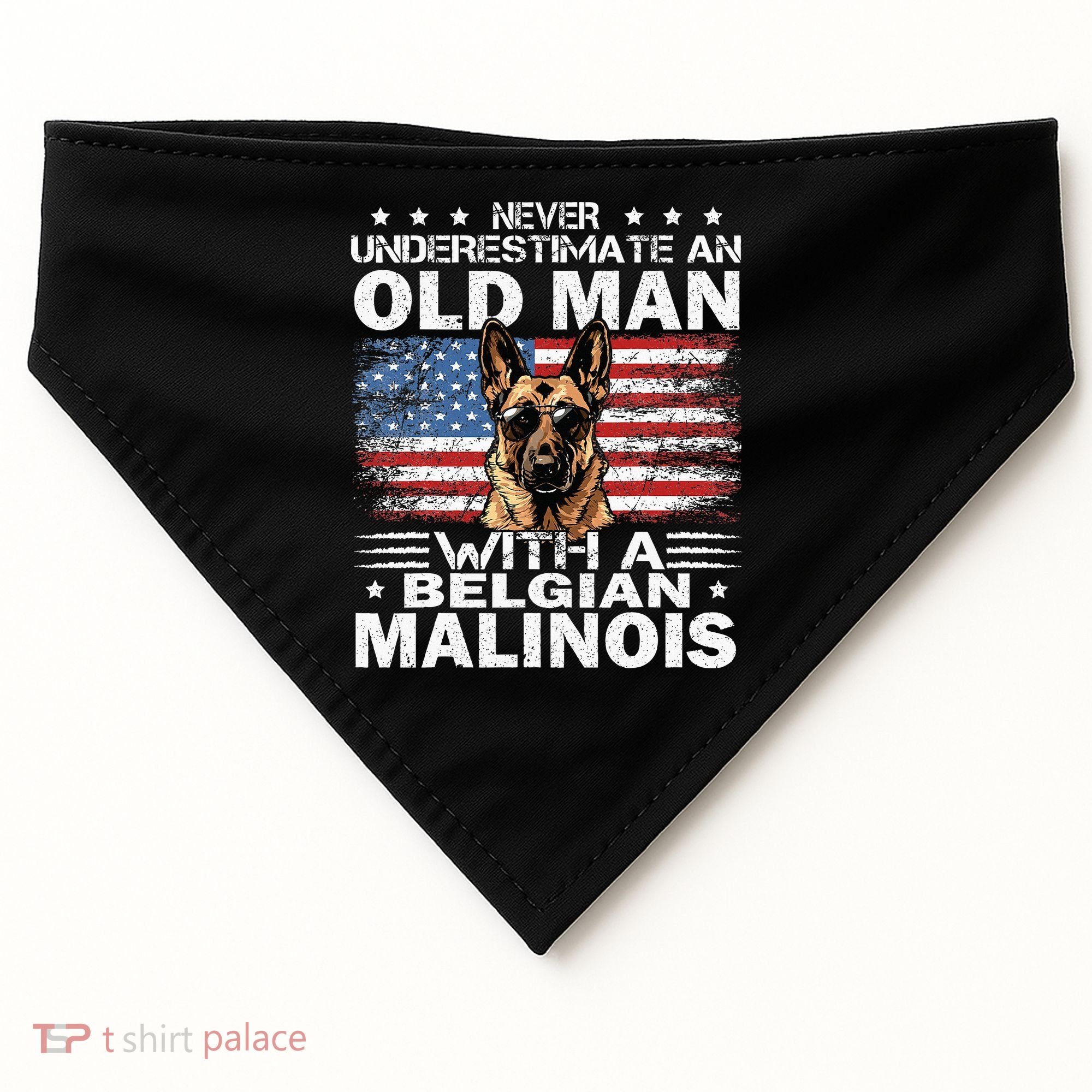 Belgian Malinois Dog Breed Never Underestimate An Old Man USA-Made Doggie Bandana