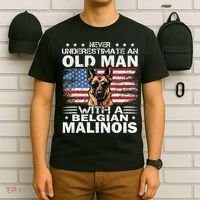 Belgian Malinois Dog Breed Never Underestimate An Old Man T-Shirt thumb 6