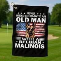 Belgian Malinois Dog Breed Never Underestimate An Old Man Golf Towel thumb 1