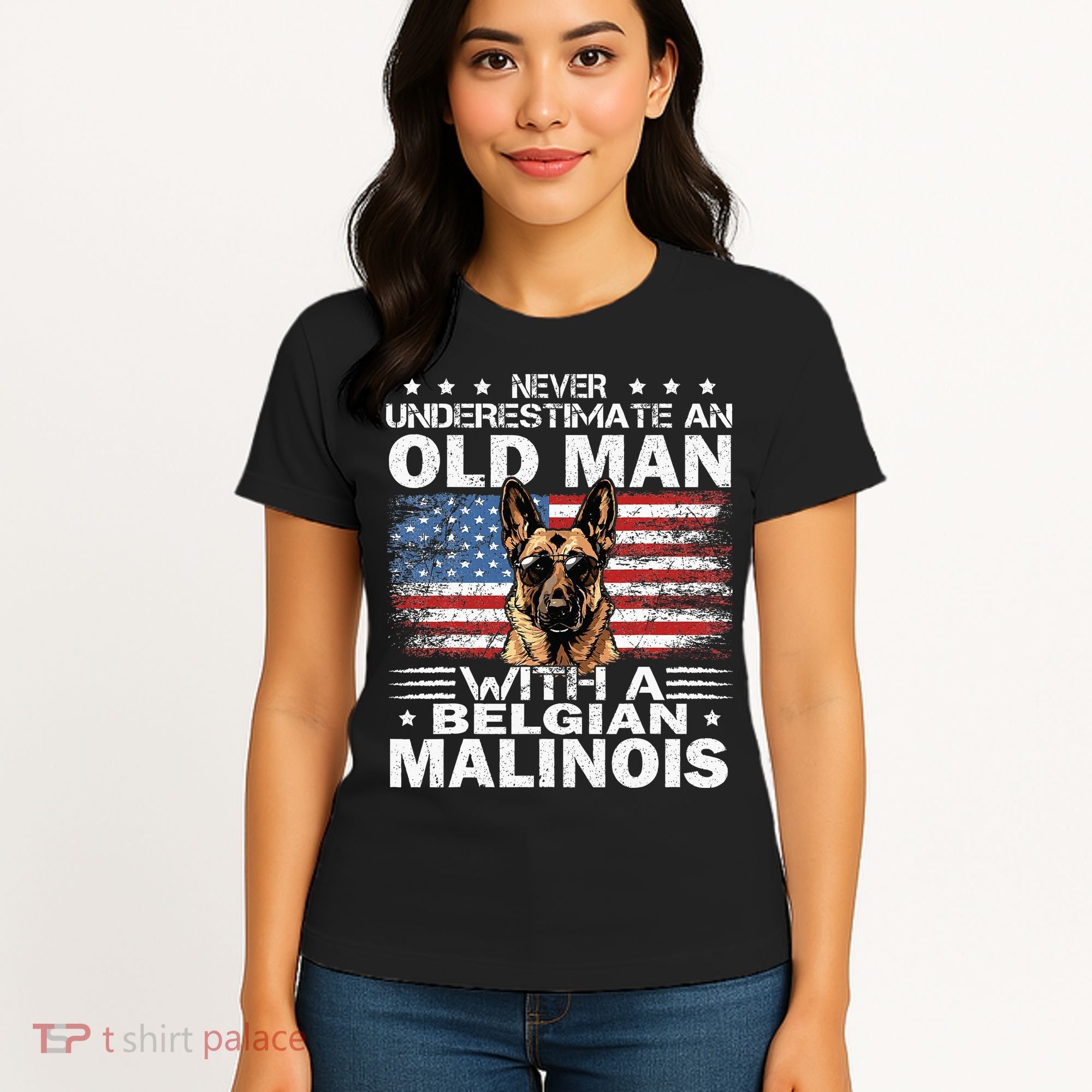 Belgian Malinois Dog Breed Never Underestimate An Old Man Women's T-Shirt