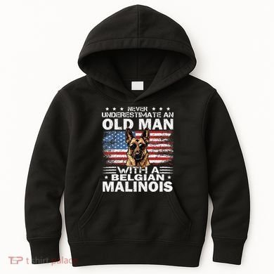 Belgian Malinois Dog Breed Never Underestimate An Old Man Kids Hoodie