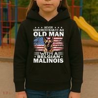 Belgian Malinois Dog Breed Never Underestimate An Old Man Kids Hoodie thumb 3