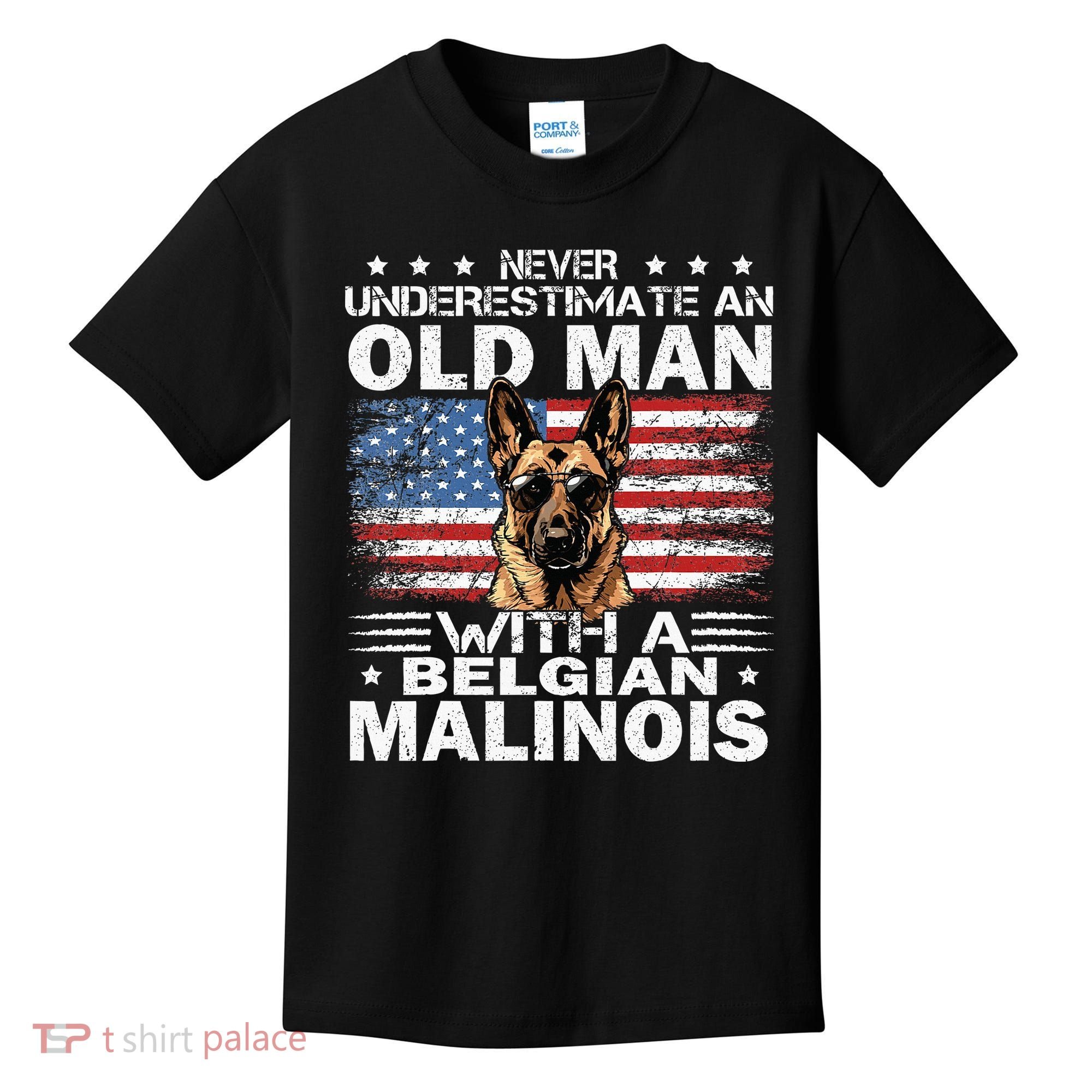 Belgian Malinois Dog Breed Never Underestimate An Old Man Kids T-Shirt